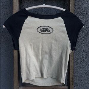 PacSun Black and Cream Land Rover Tee